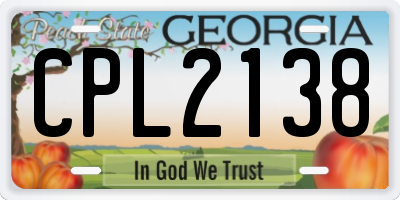 GA license plate CPL2138