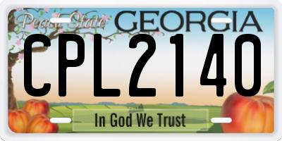 GA license plate CPL2140