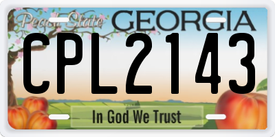 GA license plate CPL2143