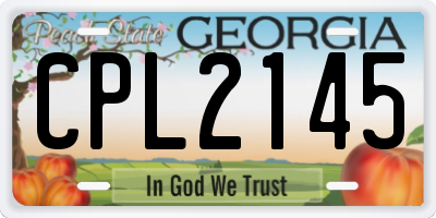 GA license plate CPL2145