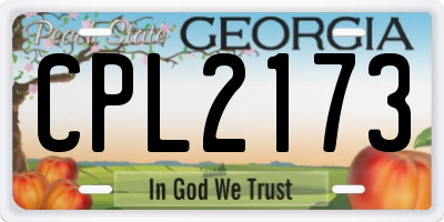 GA license plate CPL2173
