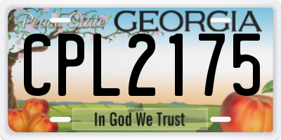 GA license plate CPL2175