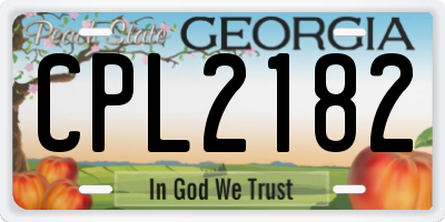 GA license plate CPL2182