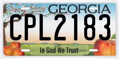 GA license plate CPL2183
