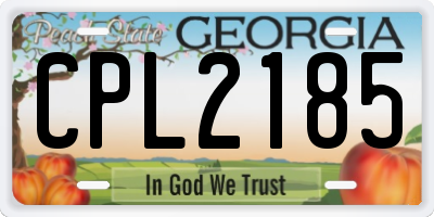 GA license plate CPL2185