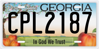 GA license plate CPL2187