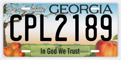 GA license plate CPL2189