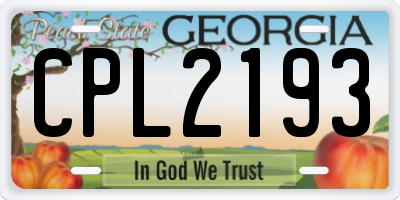 GA license plate CPL2193