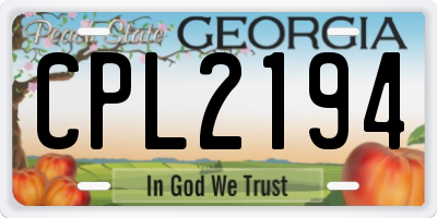 GA license plate CPL2194