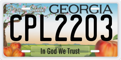GA license plate CPL2203