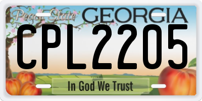 GA license plate CPL2205