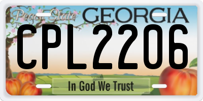 GA license plate CPL2206