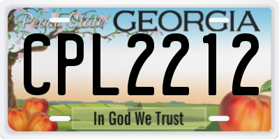 GA license plate CPL2212