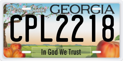 GA license plate CPL2218