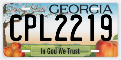 GA license plate CPL2219