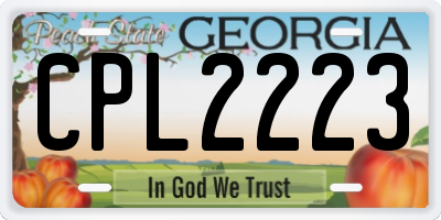 GA license plate CPL2223