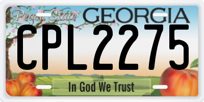 GA license plate CPL2275