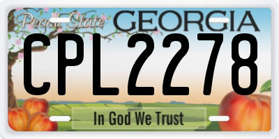 GA license plate CPL2278
