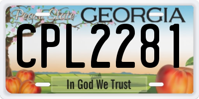GA license plate CPL2281