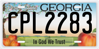 GA license plate CPL2283