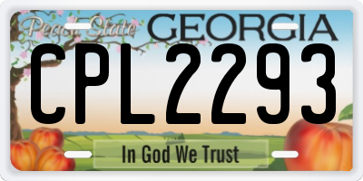 GA license plate CPL2293