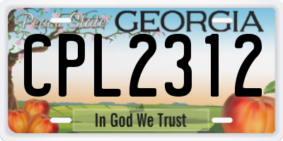 GA license plate CPL2312