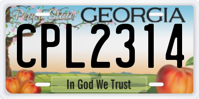 GA license plate CPL2314