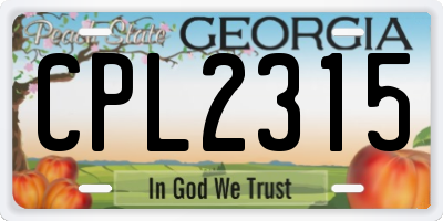 GA license plate CPL2315