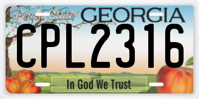GA license plate CPL2316