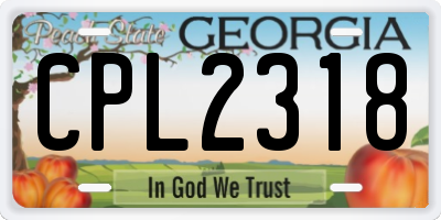 GA license plate CPL2318
