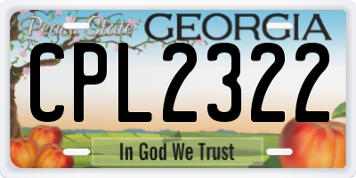 GA license plate CPL2322