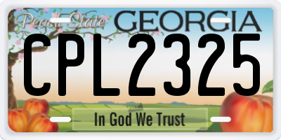 GA license plate CPL2325
