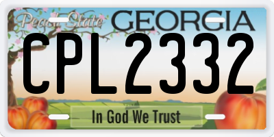 GA license plate CPL2332