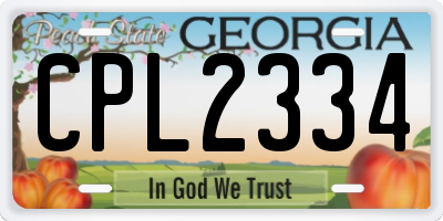 GA license plate CPL2334