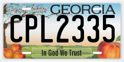 GA license plate CPL2335