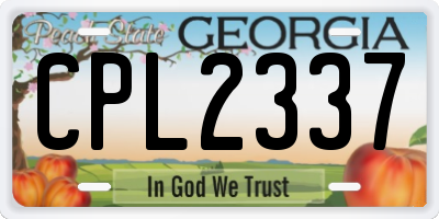 GA license plate CPL2337