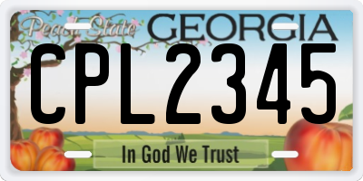 GA license plate CPL2345