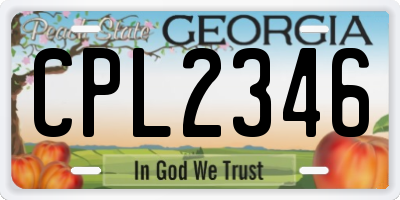 GA license plate CPL2346
