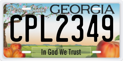 GA license plate CPL2349