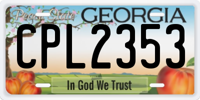GA license plate CPL2353