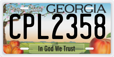 GA license plate CPL2358