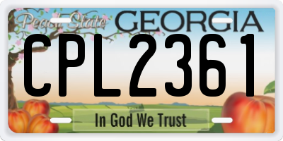 GA license plate CPL2361
