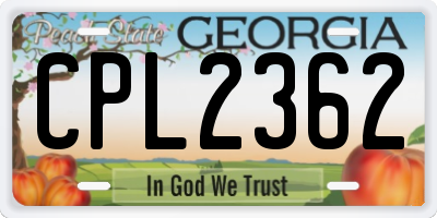 GA license plate CPL2362