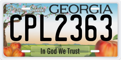 GA license plate CPL2363