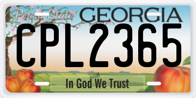 GA license plate CPL2365