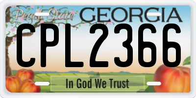 GA license plate CPL2366