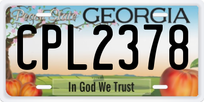 GA license plate CPL2378