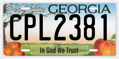 GA license plate CPL2381