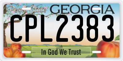 GA license plate CPL2383