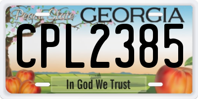 GA license plate CPL2385